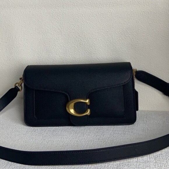Coach Black Petite Flap Bag with Golden Latch - Picture 1 of 8